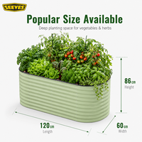 Bac à légumes surélevé ovale galvanisé robuste de 34 pouces de profondeur pour la culture de légumes, herbes et fleurs dans la cour et le jardin