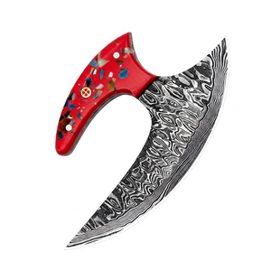 Cuchillo Ulu de Sheikh Enterprises, Acero de Damasco de 2 mm, Mango de Madera de Pakka con Resina, Punta de Gota, DIY OEM/ODM, Cuchillo de Cocina para Picar y Preparar Alimentos - Product Image 1