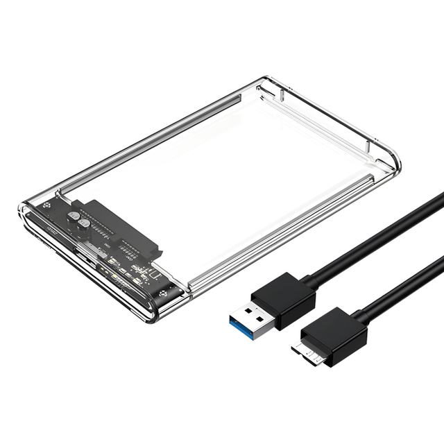 D2677 Transparente transparent 2.5 Inch Enclosure External Case clear USB 3.0 SATA HDD SSD Caddy Hard Drive Case