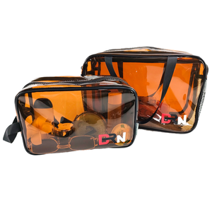 <b>Transparent</b> PVC Cosmetic <b>Bag</b> With Zipper Closure Portable Travel <b>Makeup</b> Case Modern Style - Product Image 1