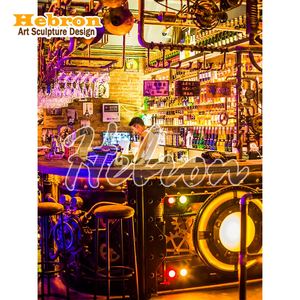 Mostrador <span class=keywords><strong>de</strong></span> Recepción Estilo Steampunk <span class=keywords><strong>de</strong></span> Metal para Tienda <span class=keywords><strong>de</strong></span> Tatuajes o Bar, Diseño Industrial con Luces LED - Product Image 3