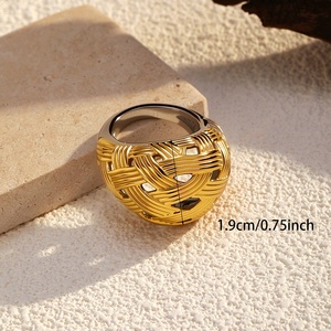 European American 18K Gold-Plated Stainless Steel Closed Ring Hot-Selling Fashion Mesh Niche Design <strong>Manufacturer</strong> Wholesale Ring - Product Image 3