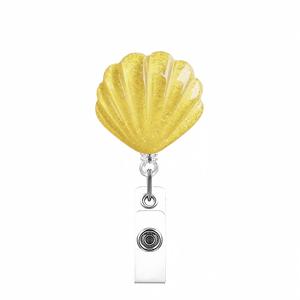 Vente en gros de nouveaux clips et porte-badges fantaisie irisés en forme de coquille Saint-Jacques. - Product Image 3