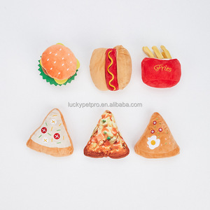 Giocattolo fortunato per animali domestici ingrosso nuovo Design morbido simpatico giocattolo Pizza Hamburger patatine Fast Food cane Squeaky giocattolo - Product Image 3