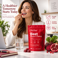 Gummies de Betterave à la Grenade et aux Baies, Extrait de Betterave, Soin Cardiaque, Complément Alimentaire, OEM ODM, Étiquettes Privées Personnalisées