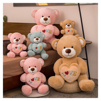 Grand ours en peluche géant avec cœur, animaux en peluche, jouets en peluche personnalisés, ours en peluche rose, jouets en peluche, cadeau pour la Saint-Valentin