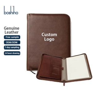 Boshiho Padfolio High Quality Genuine Leather File <b>Folder</b> Portfolio with Zipper <b>Document</b> Organizer Padfolio Sleeve <b>Folder</b> - Product Image 1
