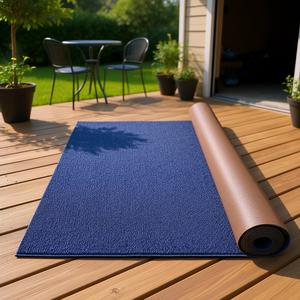 Tappeto da Esterno Blu Scuro 6x23 Piedi, Impermeabile, Antiscivolo, in Polipropilene a Pelo Piatto per Patio - Product Image 2