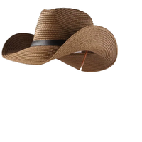 Chapeau de cowboy pliable en herbe naturelle, protection solaire, à large bord, avec sangle de menton, unisexe, pour activités de plein air, voyage, usage quotidien, pêche et cyclisme