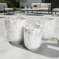 Set Dekorasi Taman Keramik Berkualitas Tinggi Ramah Lingkungan untuk Dalam/Luar Ruangan, 3 Pot Tanaman Mini Modern untuk Rumah, Pembibitan, Gantung, Ukiran Tangan