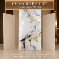 Panneau mural en PVC brillant MORLENX, imitation marbre onyx blanc, gris, champagne et or, pour décoration intérieure de luxe