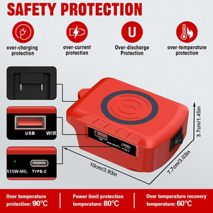 Compatible avec la batterie <span class=keywords><strong>Milwaukee</strong></span> 18V, chargeur rapide-Type-C/USB PD | avec interrupteur | prend en charge la charge sans fil (batterie exclue) - Product Image 5