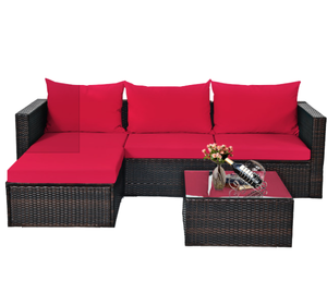 Lüks Dış Mekan Mobilyası Rattan Rahat Bölmeli Kanepe Takımı, Veranda Hasır Konuşma Koltuğu, İki Kişilik Kanepe, Bahçe Sehpası - Product Image 2