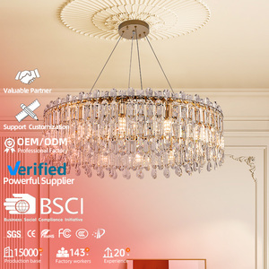 Luxury Modern Round Crystal Classic Wedding Villa <strong>Dining</strong> Led Chandelier <strong>Light</strong> for Livingroom Hotel Bedroom Pendant Lamp - Product Image 1