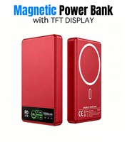 Power Bank Nirkabel Magnetik Ultra Tipis 5000mAh/10000mAh 15W/20W Pengisian Cepat Tipe-C Baterai Li-Polymer Layar LED Aluminium