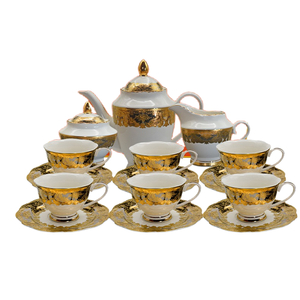 Tasses à thé et théières en céramique en gros pour restaurants – Style nordique, bord doré, luxe vintage - Product Image 3