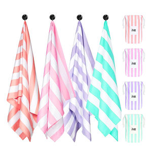 Yüksek kalite süper emici hızlı kurutma kum ücretsiz baskılı Logo Pastel mikrofiber havlular özel şerit plaj havlusu - Product Image 3