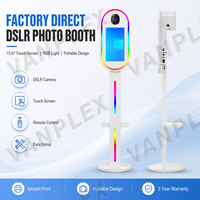 Cabina de Fotos DSLR con Control Remoto, Pantalla Táctil de 15.6 Pulgadas, Cabina de Selfies Portátil con Sombrilla Ovalada para Eventos en Interiores y Exteriores