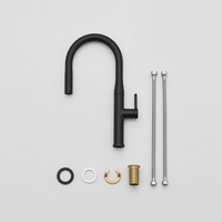 Robinet de cuisine moderne noir mat avec douchette extractible, mitigeur chaud/froid à poignée unique, anti-éclaboussures pour évier de cuisine et maison