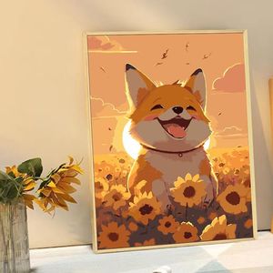 Shiba Inu cucciolo <span class=keywords><strong>di</strong></span> girasole dipinto a mano eco-friendly appeso dipinto carino cane guarigione cartone animato parete decorativa <span class=keywords><strong>di</strong></span> <span class=keywords><strong>arte</strong></span> moderna - Product Image 4