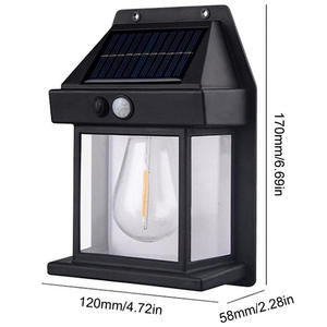 Lámpara LED solar de tungsteno para exteriores, impermeable, con sensor inteligente, lámpara de pared para patio, jardín, villa, iluminación nocturna. - Product Image 4