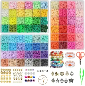 15000pcs 72 Colors Clay Beads Bracelet Making Kit Friendship Bracelet Kit Flat Polymer Heishi Beads Jewelry Making Crafts Gift