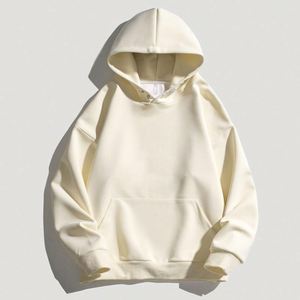 H5401 Wholesales Custom No String Button 400 GSM Polyester Hoodies <b>Drop</b> Shoulder Oversized Men's Hoodies - Product Image 3