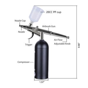 네일 아트 및 케이크 장식용 중력 공급 기능이있는 편리한 무선 공압 펌프 도구 트리거형 에어브러시 압축기 키트 - Product Image 3