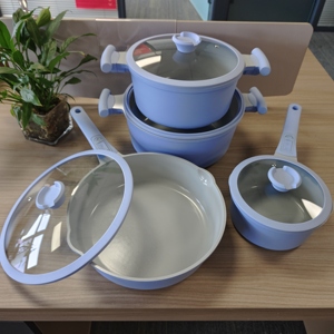 SANLANG Ensemble de 8 ustensiles de cuisine de luxe durables avec revêtement céramique antiadhésif, casseroles et poêles en <span class=keywords><strong>aluminium</strong></span> moulé sous pression, sans PFAS - Product Image 2
