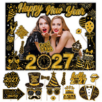 Nicro Fabrikpreis 2027 Frohes Neues Jahr Party DIY Papier-Foto-Requisiten-Set Gold-Schwarz-Thema Lustige Rahmen Feier-Dekorationen