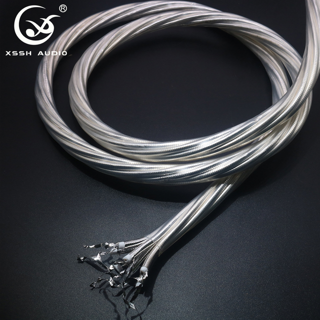 Electric Power Cords 14MM OD Bulk Line YIVO XSSH HIFI DIY OEM AC 7N OFC Plated Silver Power Cable for CD Player Speaker