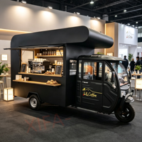 Remorque à charge lourde, remorque alimentaire mobile, remorque à barre de remorquage, panneaux latéraux rabattables, espace supplémentaire pour comptoir de présentation