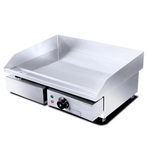 Grill électrique plat en acier inoxydable avec contrôle de la température pour la préparation de hamburgers dans les cuisines de restaurants - Product Image 1