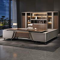 Bureau de direction moderne de luxe en forme de L, table créative pour PDG, mobilier de bureau haut de gamme pour manager, poste de travail avec rangement