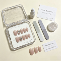 Ongles artificiels français courts en ABS à couverture complète avec colle, 10 pièces pour doigts