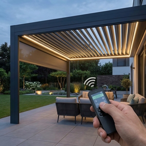 Pergola en aluminium télécommandée avec lames orientables électriques, pergola à ouverture et fermeture automatiques pour jardin et terrasse, gazebo extérieur - Product Image 1