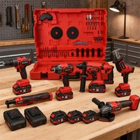 Nouvelles outils électriques sans fil 18V, équipées d'un ensemble de 4 batteries lithium-ion de 4,0 Ah ; un kit comprenant 6 outils au total.