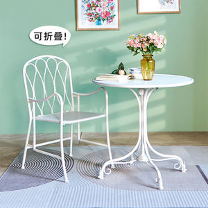 Vintage Modern Farmhouse Indoor Outdoor Metal <b>Industry</b> Furniture Durable Easy Assembly Decorative White Dining Coffee <b>Table</b> - Product Image 3