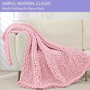 Chunky Knit Big Soft Thick Yarn Knit <strong>Throw</strong> Eco-friendly 100% Hand Knitted Chenille Blanket - Product Image 2