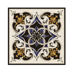 Artificial blue stone floor marble waterjet floor medallion