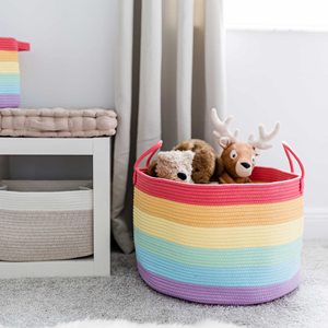 Extra <b>Large</b> Woven Laundry <b>Basket</b> with Handles Kids Toy Organizer & <b>Storage</b> Soft Round Dog Toy <b>Storage</b> Bin - Product Image 4