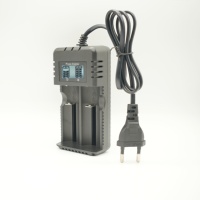 Chargeur mural avec écran LCD, éclairage LED, double emplacement pour batteries rechargeables 18650/26650, microphone/caméra zéro tension, CE