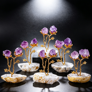 Basi in Agata Naturale all'Ingrosso, Cluster di Ametista, Pietre Curative a Forma di Fiore, Regali di Nozze, Decorazioni per la Casa - Product Image 1