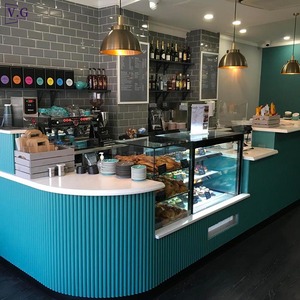 Moderno Set di Bancone di Lusso Blu e Bianco per Caffetteria e Panetteria con Vetrina Espositiva - Product Image 2