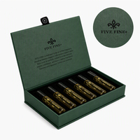 Boîte à parfum rigide noire mate personnalisée, coffret cadeau de parfum en papier fantaisie, boîte en forme de livre, matériaux recyclés avec logo doré