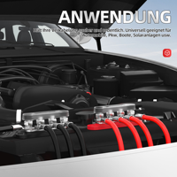 Barre omnibus 12V 150A, mini-bloc de distribution d'alimentation, max. 48V CC/300V CA avec couvercle, 4 bornes de 5/16 po pour applications marines, automobiles, solaires, CE ROHS
