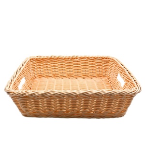 Cesta <span class=keywords><strong>de</strong></span> mimbre sintético impermeable y lavable para hotel, para pan y frutas, con asas - Product Image 1