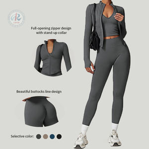 Giacca da Yoga Stile Europeo con Colletto Alto e Zip, Manica Lunga, Aderente e ad Asciugatura Rapida per Fitness e Sport all'Aperto - Product Image 1