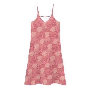 Vendita calda ragazza hawaiana abito nuovo Design collo basso personalizzato <span class=keywords><strong>Ulu</strong></span> foglie con Puakenikeni spiaggia abito estivo - Product Image 2