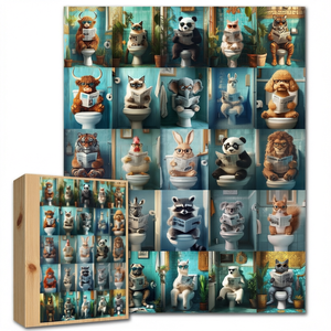 Rompecabezas de 1000 Piezas con Animales Divertidos en el Inodoro, Rompecabezas de Mosaico de Animales para Adultos, Juego de Actividades Familiares - Product Image 1